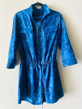 BANANA REPUBLIC Blue Jacquard Drawstring hamper